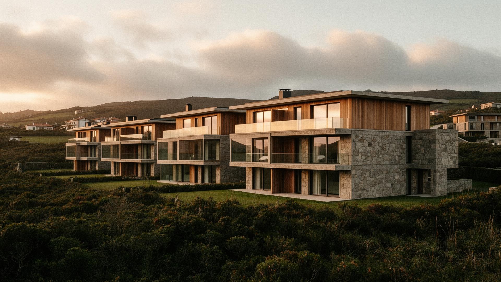Promoción inmobiliaria residencial — desarrollo contemporáneo en Galicia